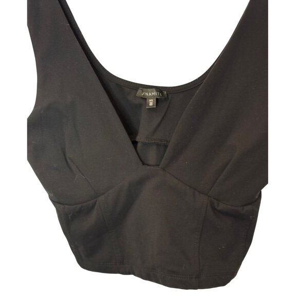 Dynamite plunging V-neck cropped tank top black women's size S - Picture 4 of 6